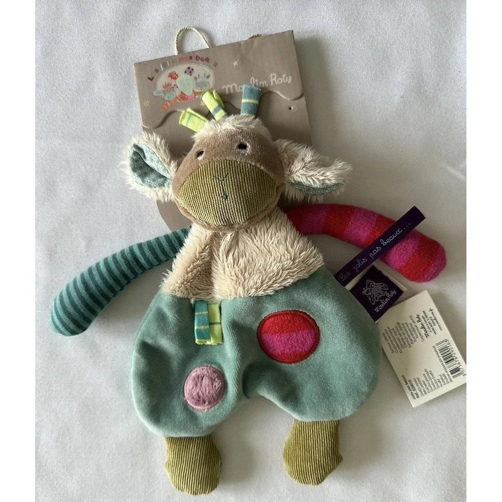 NWT Moulin Roty Lovey Security Plush Sheep Lamb Les Jolis Pas Beaux Baby Comfort